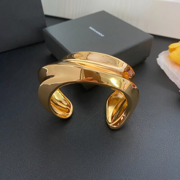 Authentic YSL Saint Laurent Statement Gold Cuff Bracelet - Bold & Chic - Picture 6 of 9